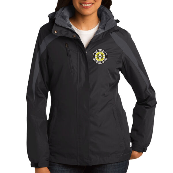 Port Authority® Ladies Colorblock 3-in-1 Jacket - Embroidered Logo Thumbnail