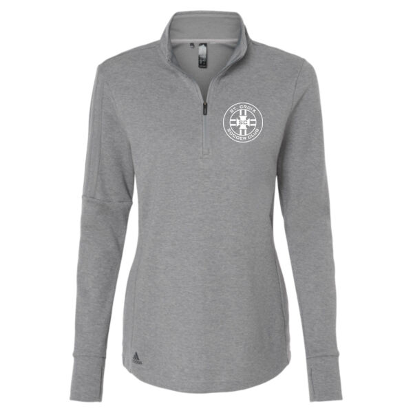 Adidas - Women's 3-Stripes Quarter-Zip Sweater - Printed Logo Thumbnail