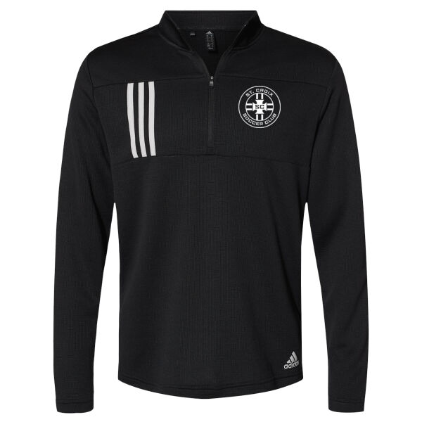 Adidas - 3-Stripes Double Knit Quarter-Zip Pullover - Printed Logo Thumbnail