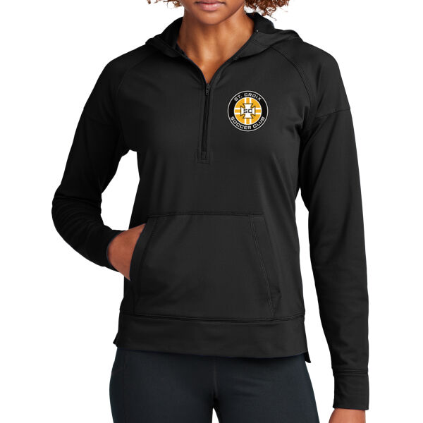 Sport-Tek Ladies Sport-Wick Stretch 1/2 Zip Hoodie - Printed Logo Thumbnail
