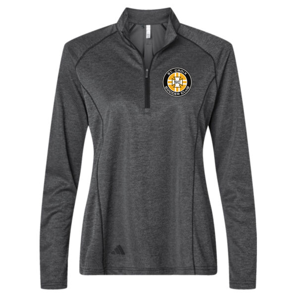 Adidas Women's Space Dyed Quarter Zip Pullover - Printed Logo Thumbnail