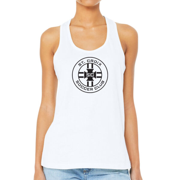 BELLA+CANVAS® Women’s Jersey Racerback Tank - Printed Logo Thumbnail